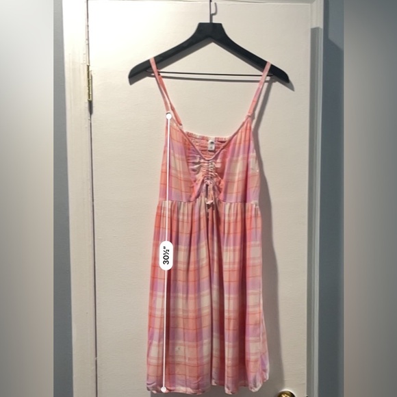 NWT BP Pink Plaid Strappy Summer Mini Dress - Picture 2 of 8